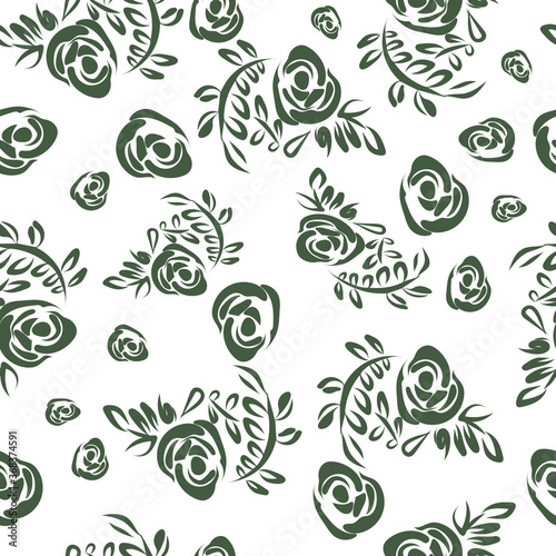 grey Floral Pattern Seamless Vector Illustrator. Great for fabrics, textiles, wallpapers, backgrounds, 