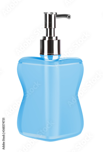  Illustration depicting a single antibacterial gel dispenser arranged over blue stripe