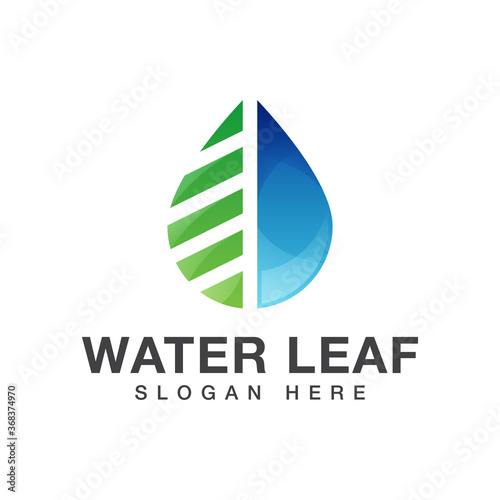 modern Water drop and leaf logo design vector template