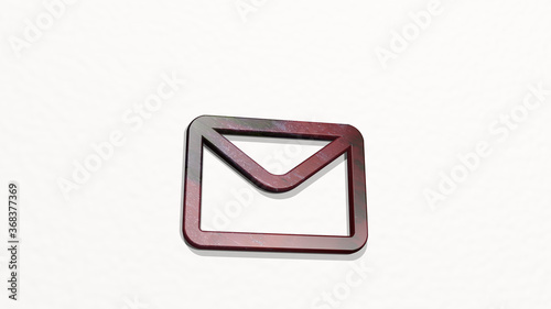 Free Download EMAIL ACTION UNREAD on the wall. 3D illustration of metallic sculpture over a white background with mild texture. business and icon - GFXLoad