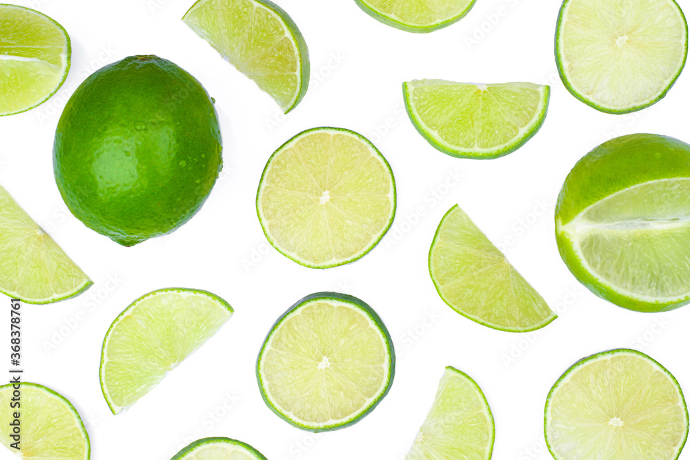 lime slices isolated on white for background.
