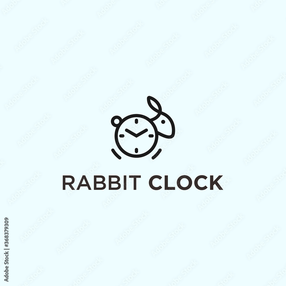 clock rabbit Logo vector silhouette 