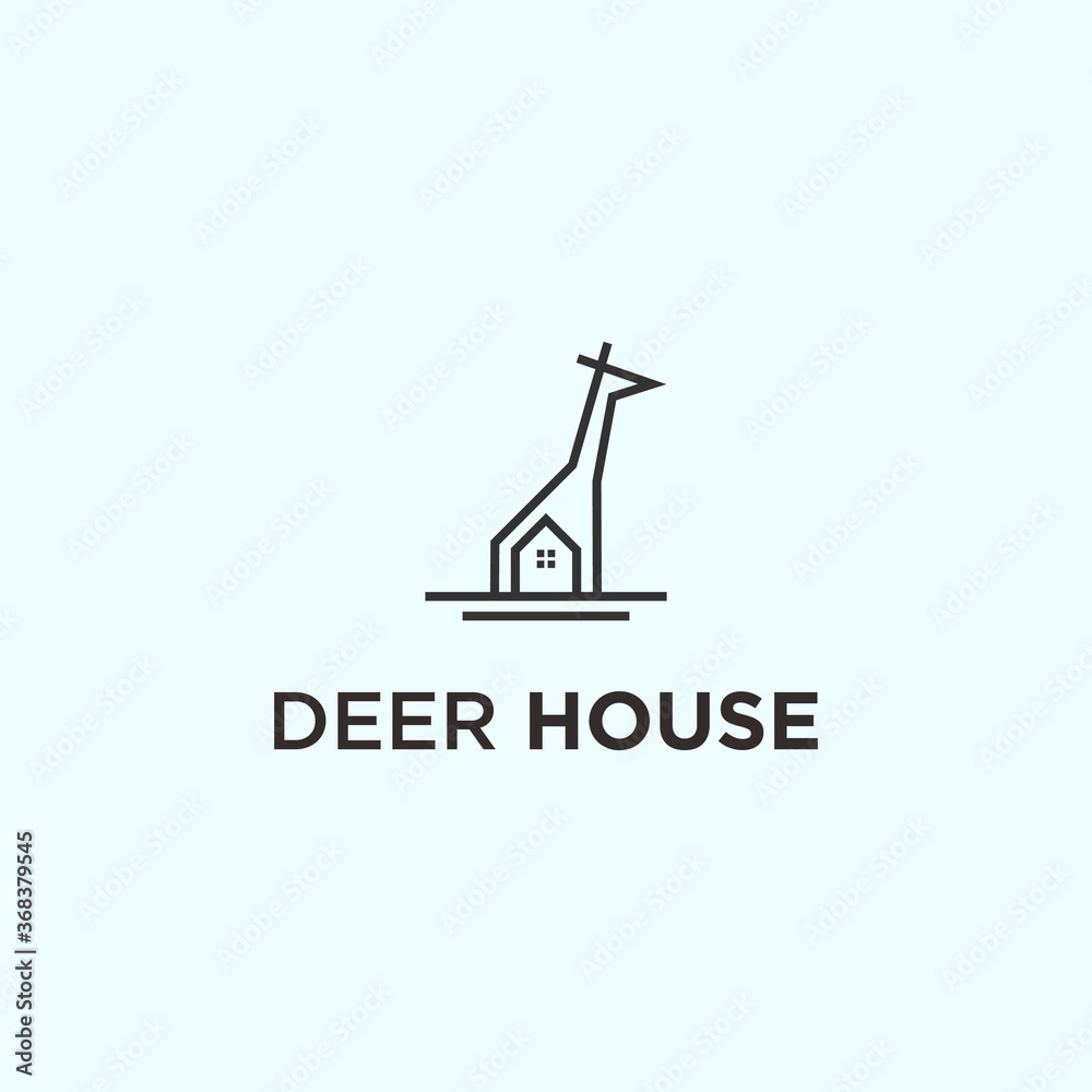 Giraffe house logo vector silhouette icon