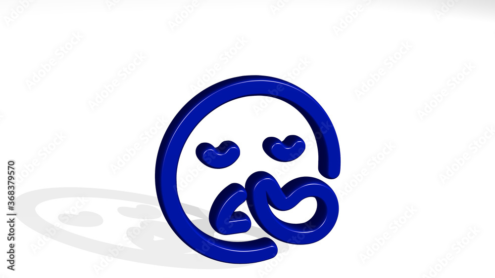 smiley sick made by 3D illustration of a shiny metallic sculpture with the shadow on light background. face and icon smiley sick made by 3D illustration of a shiny metallic sculpture with the shadow on light background. face and icon