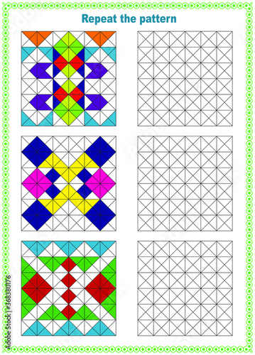 Fill out the template. Copy the picture. Printed sheet. Pixel graphics. Education is a logical game for preschool children. vector illustration.