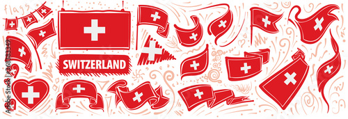 Vector set of the national flag of Switzerland in various creative designs