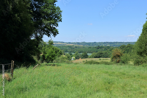 A landscape view of the fields and meadows around Westerham in Kent