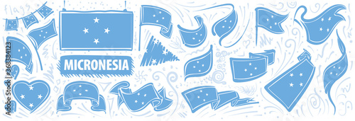 Vector set of the national flag of Federated States Micronesia