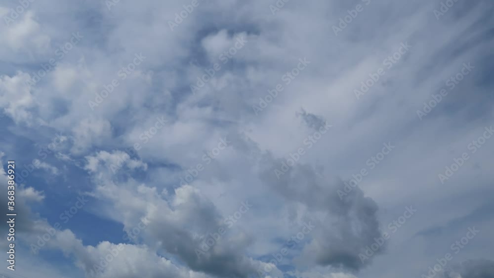 TimeLapse of Beautiful sunny blue sky with puffy fluffy white cumulus or cirrocumulus clouds & cirrus or cirrostratus cloudscape in tropical summer or spring sunlight & sun rays at sunshine day TimeLapse of Beautiful sunny blue sky with puffy fluffy white cumulus or cirrocumulus clouds & cirrus or cirrostratus cloudscape in tropical summer or spring sunlight & sun rays at sunshine day