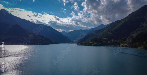 Ledro Lake in Ledro Valley  Trentino Alto Adige northern Italy  Europe. This lake is one of the most beautiful in the Trentino.