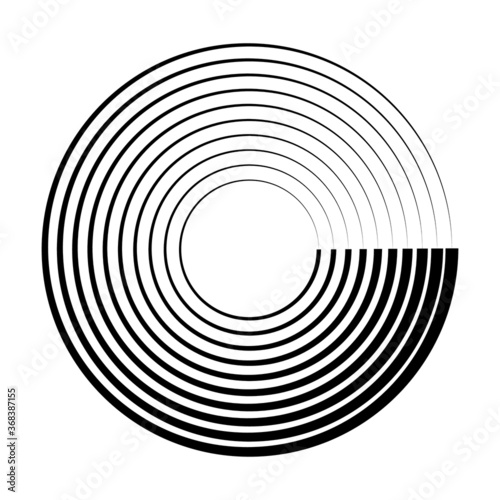 Lines in Circle Form . Spiral Vector Illustration .Technology round Logo . Design element . Abstract Geometric shape . Striped border frame for image