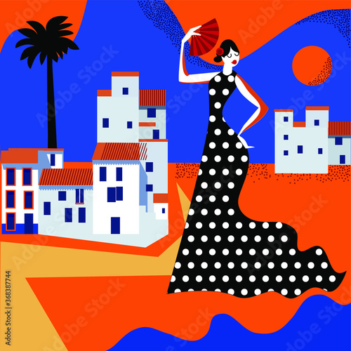  spanish woman dancing flamenco.