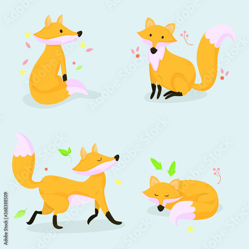 fox hand drawn collection flat design  2 