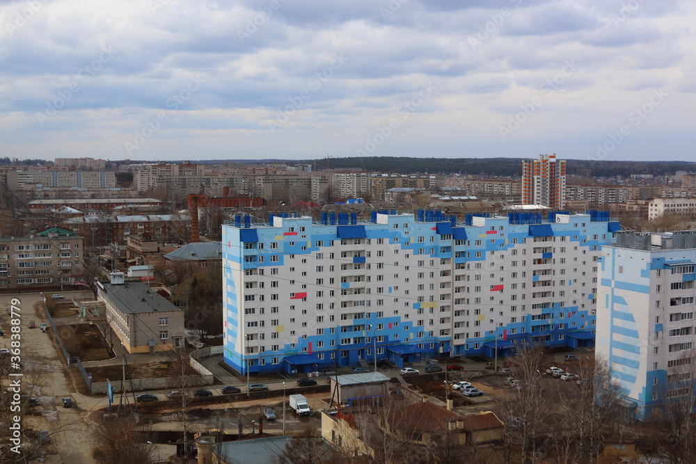 Fototapeta premium top view of new buildings in the city, Russia
