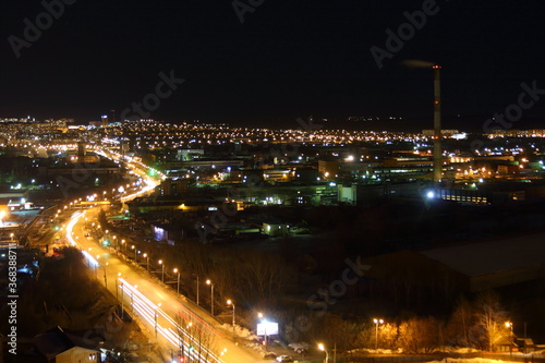 night city lights up top view © Дмитрий Солодянкин