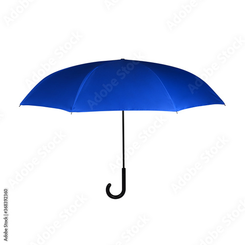 Blank Phantom Blue Opened J-Hook Long Umbrella Isolated on White Background. Design Template for Mock-up, Branding, Advertise etc. Front View