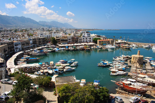 Panorama of the city of Kyrenia, view of The kyrenian Harbor..