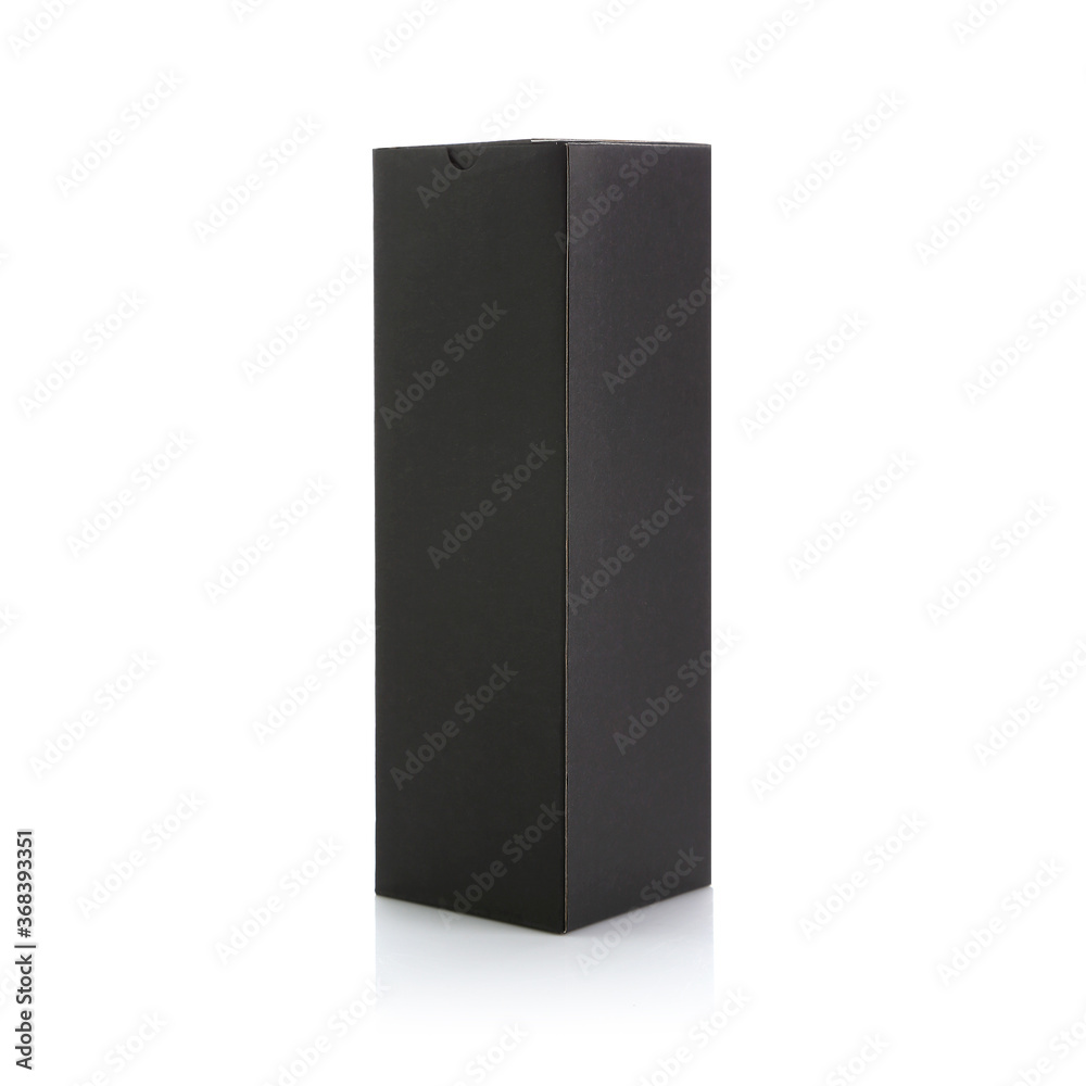 Blank Black Rectangular Paper Box Packaging In Matt Surface Isolated on White Background. Design Template for Mock-up, Branding, Advertise etc. Front view and Side view Blank Black Rectangular Paper Box Packaging In Matt Surface Isolated on White Background. Design Template for Mock-up, Branding, Advertise etc. Front view and Side view