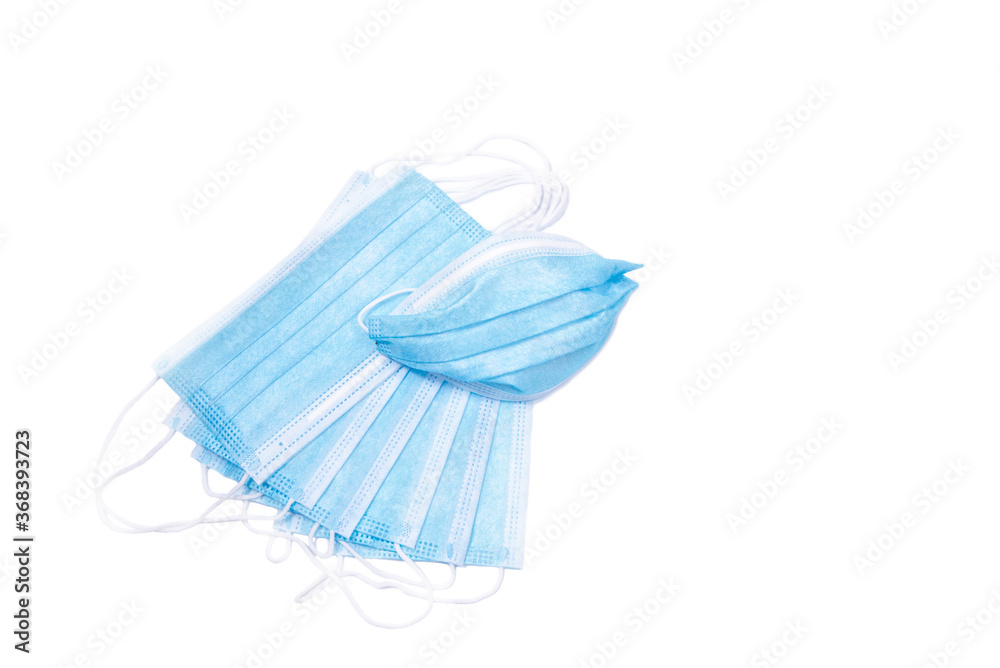 Blue and white protection respirator mask isolated on white background Blue and white protection respirator mask isolated on white background