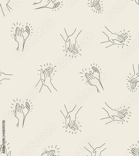 Clapping hands vector seamless pattern