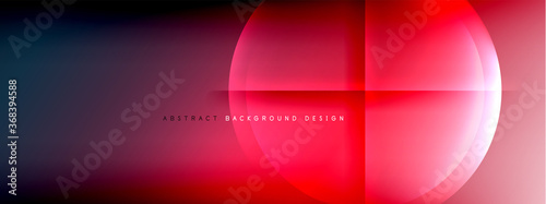 Vector abstract background - circle and cross on fluid gradient with shadows and light effects. Techno or business shiny design templates for text