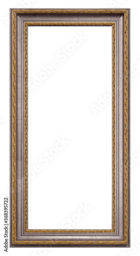 Panoramic silver frame for paintings, mirrors or photo isolated on white background