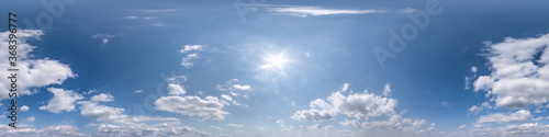 Photography Seamless clear blue sky hdri panorama 360 degrees angle view with zenith and bea
