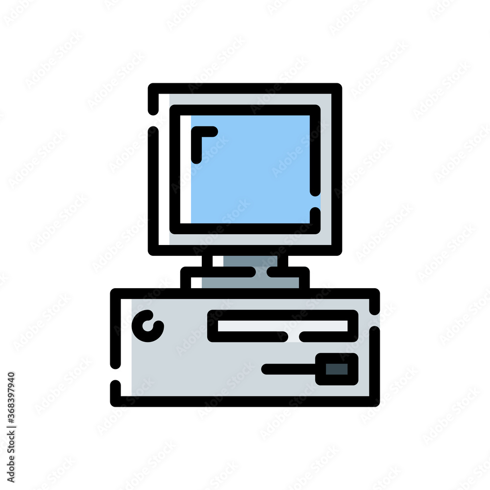 computer icon in filled line style isolated on white background. EPS 10 computer icon in filled line style isolated on white background. EPS 10