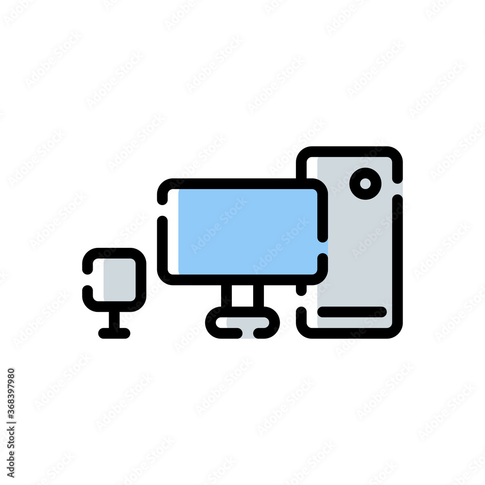 computer icon isolated on white background. vector illustration in filled line style. EPS 10 computer icon isolated on white background. vector illustration in filled line style. EPS 10