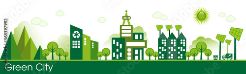 Green Eco city living concept.