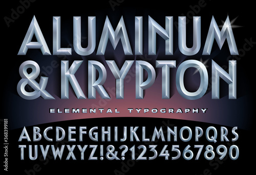 Aluminum & Krypton Alphabet; A Font with Beveled Metallic 3d Effects.