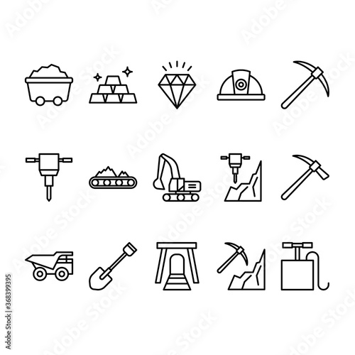 Set of Mining outline icon Style