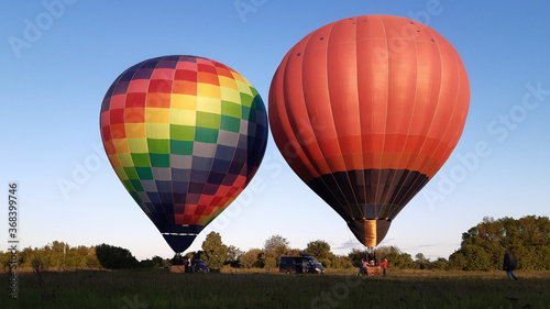 Two Hot air balloons at the start