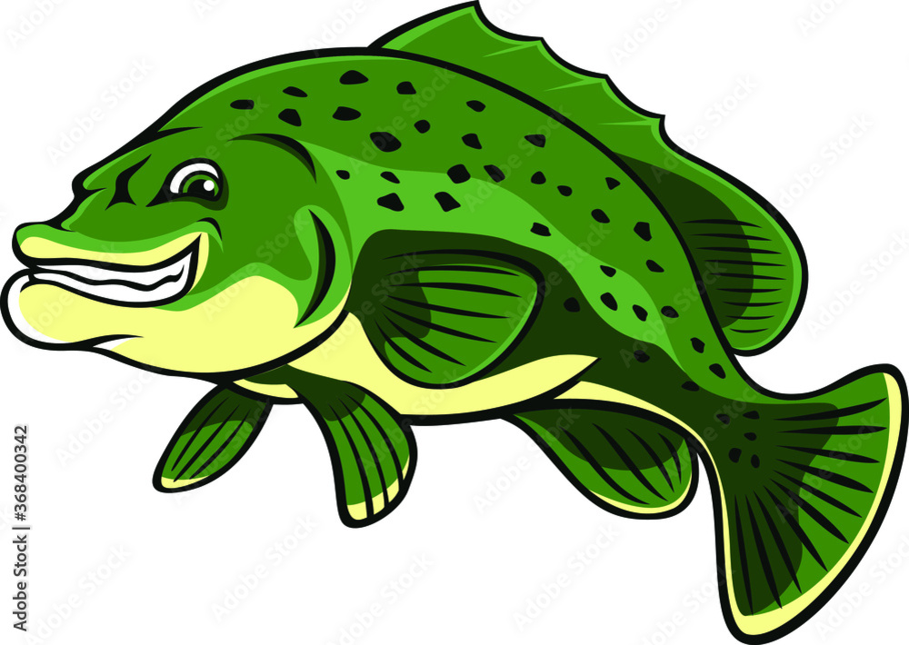 Australian Bass Fish Cartoon Character Design Stock Vector Adobe Stock