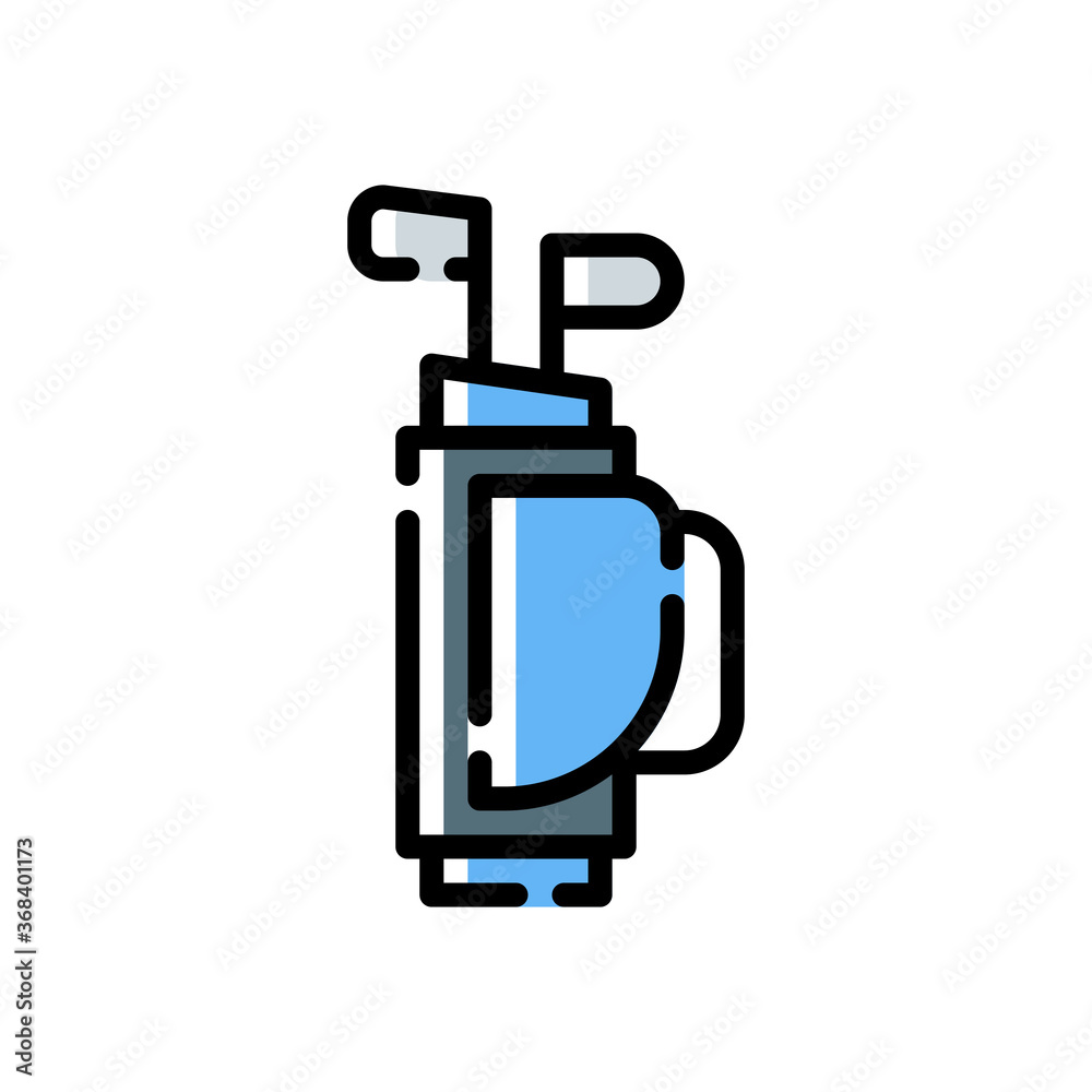 golf stick bag icon isolated on white background. vector illustration filled line style. EPS 10 golf stick bag icon isolated on white background. vector illustration filled line style. EPS 10