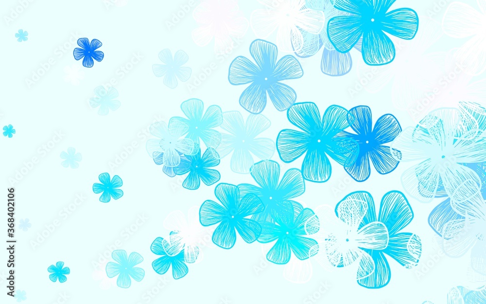 Light BLUE vector doodle pattern with flowers. Light BLUE vector doodle pattern with flowers.