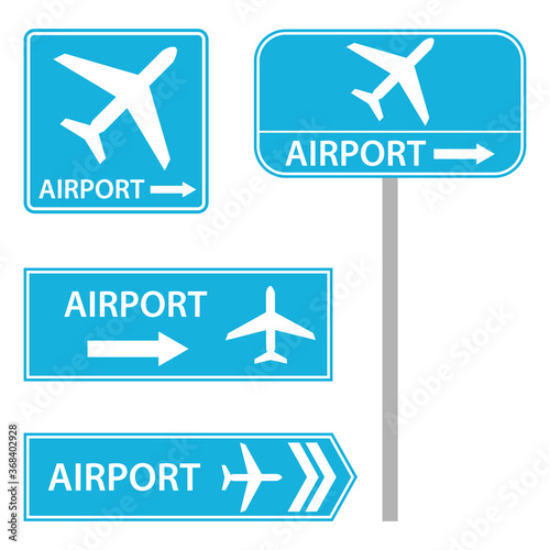 Airport icon. Pointer sign towards the airport. Vector, cartoon illustration. photo