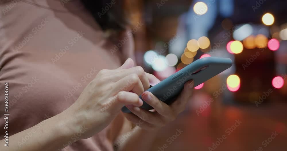 Woman hold with cellphone at street Woman hold with cellphone at street