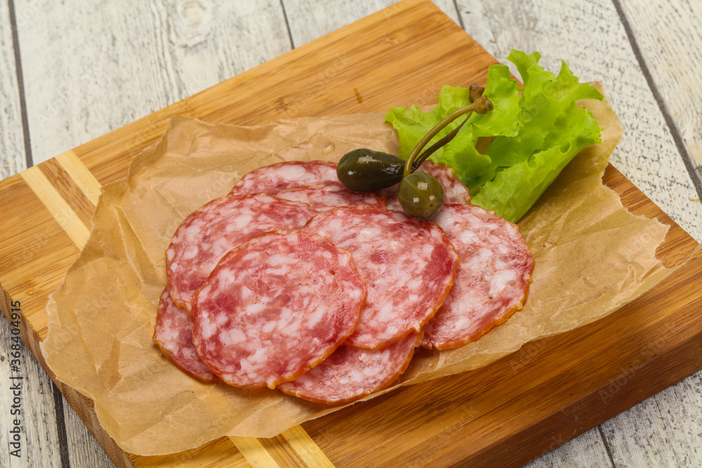 Spanish Salchichon sausage with salad