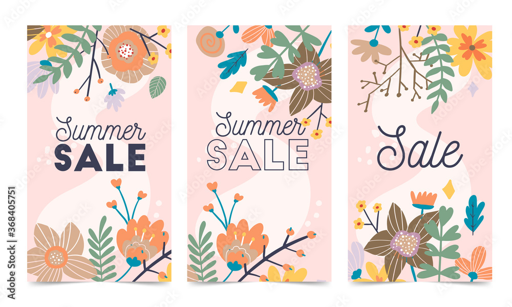 Set of abstract web banner templates with floral background. Different sizes Set of abstract web banner templates with floral background. Different sizes