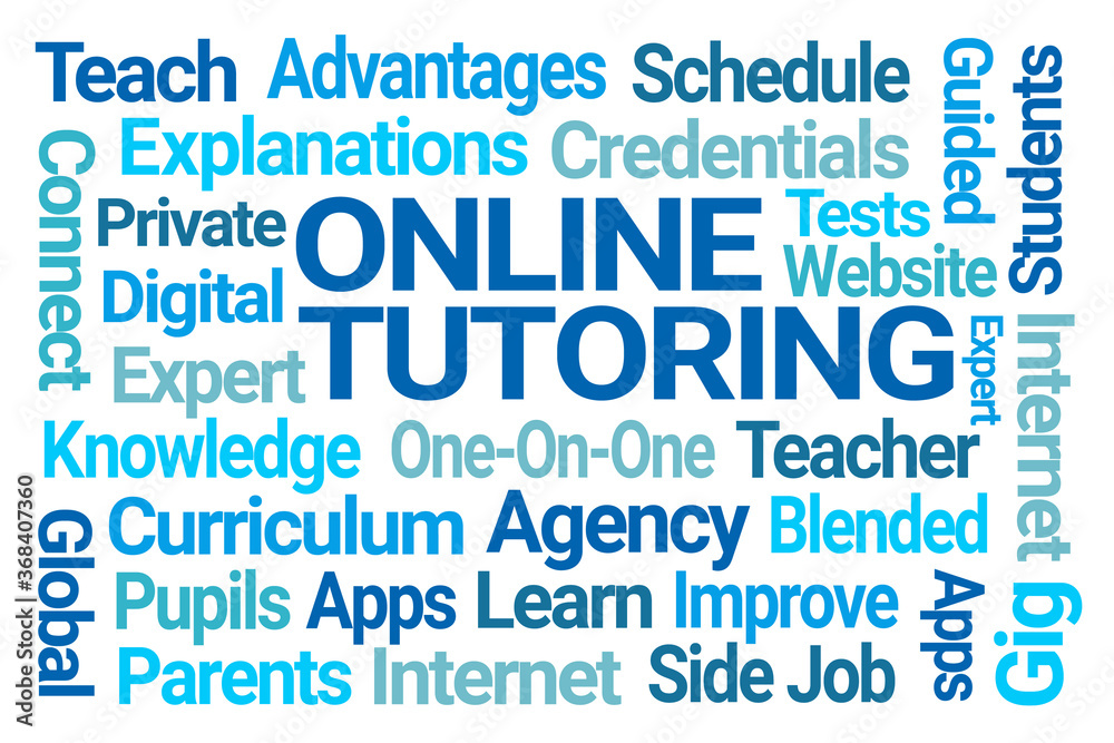 Online Tutoring Word Cloud on White Background Online Tutoring Word Cloud on White Background