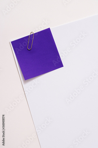 Blank paper memo with clip on white background 