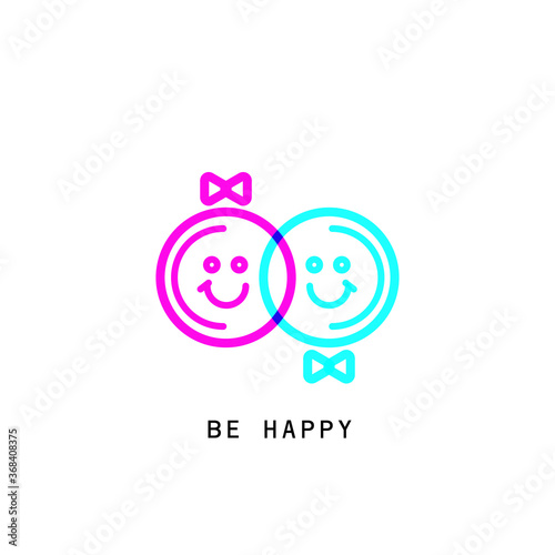 Be Happy girl and boy kids icon. Boy and girl symbol
