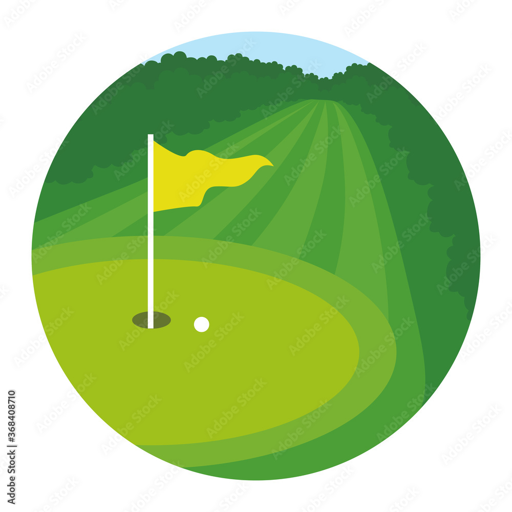 ゴルフコースにあるグリーン上の旗のイラスト Stock Vector Adobe Stock