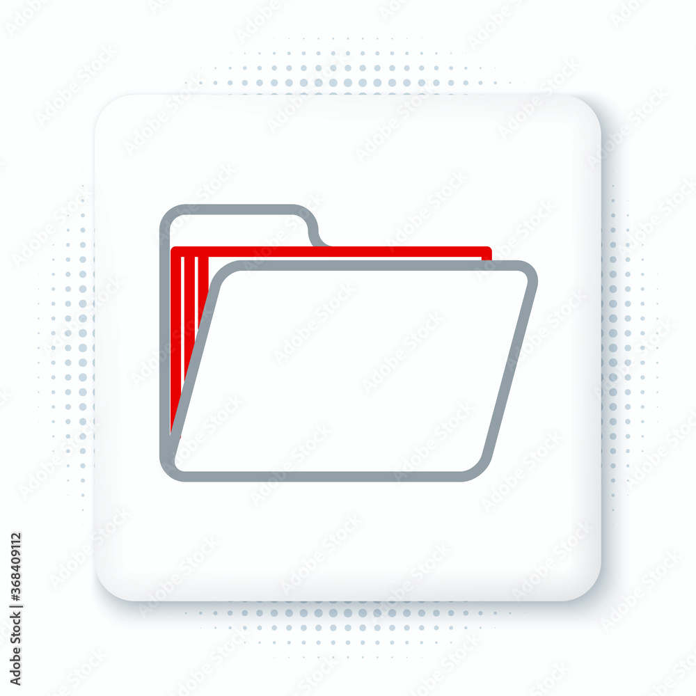 Line Document folder icon isolated on white background. Accounting ...