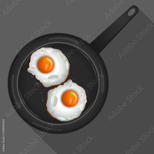 Eggs in a frying pan illustration.