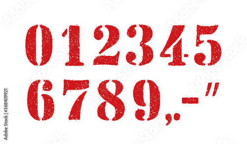 Grunge rubber stamp / imprint numbers illistration set (from 0 to 9 etc.)