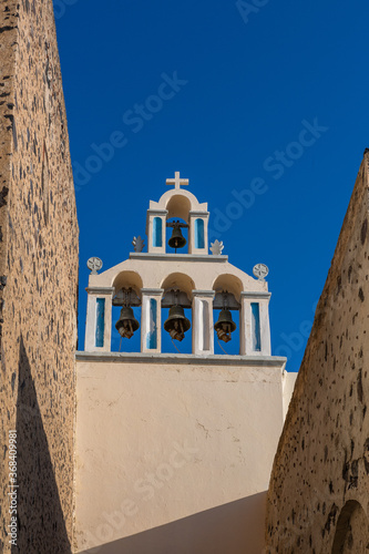 Streets Churches and buildings in Santorini island photo