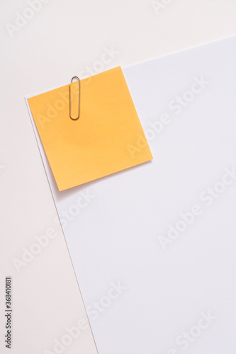 Blank paper memo with clip on white background 