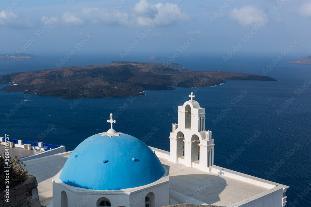 Streets Churches and buildings in Santorini island
